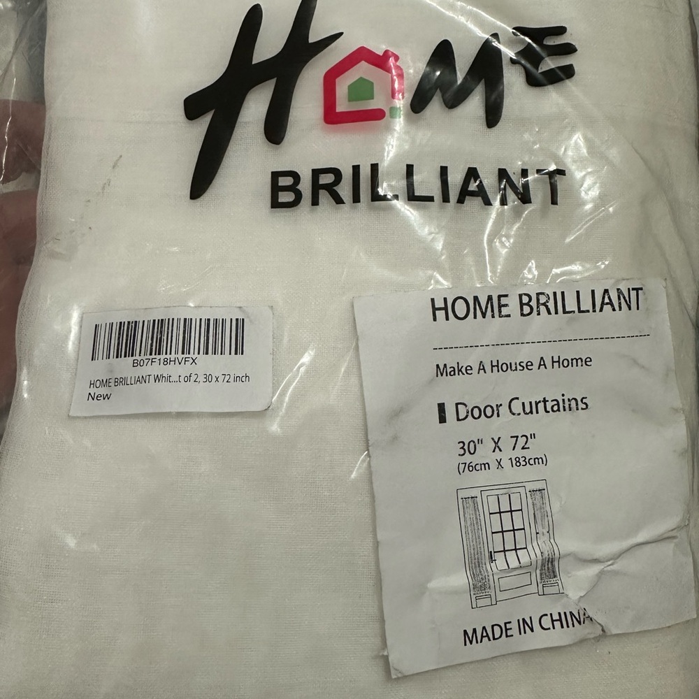 Home Brilliant White Door Curtains